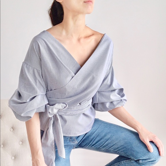 CHICBOMB Tops - ONLY 1 LEFT ! - PUFFY SLEEVES Faux Wrap top